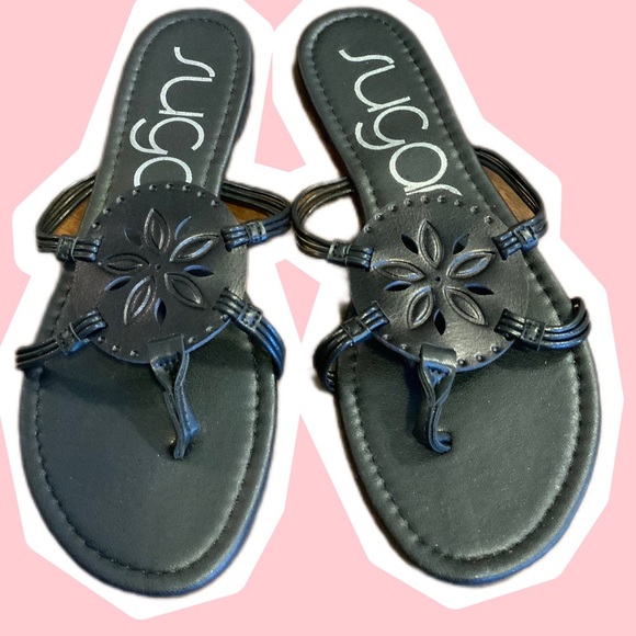 Black strap he flat sandals by sugar, brand new in box - Picture 3 of 4